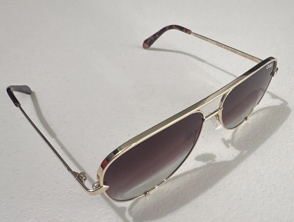 QUAY High Key Mini Polarized Aviator Sunglasses UV400 Gold/Gray Metal Frame